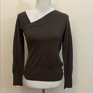 Witchery Brown Asymmetrical Neckline Sweater Brown Size Large